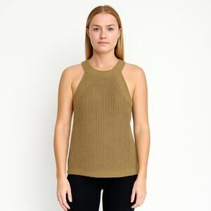 2/$30 Halter Cable-Knit Tank Top Khaki Medium #A0430 TRB3